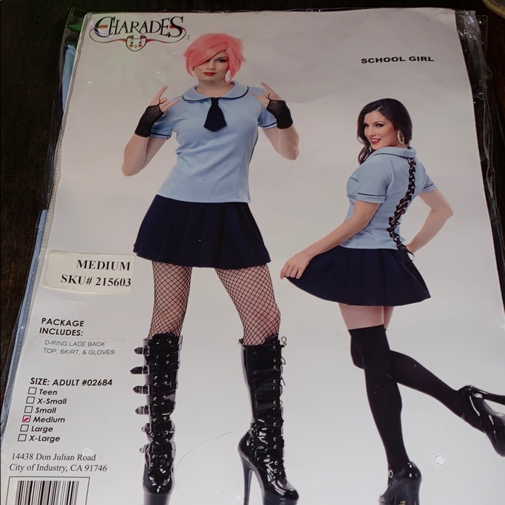 charades school girl costume size medium halloween